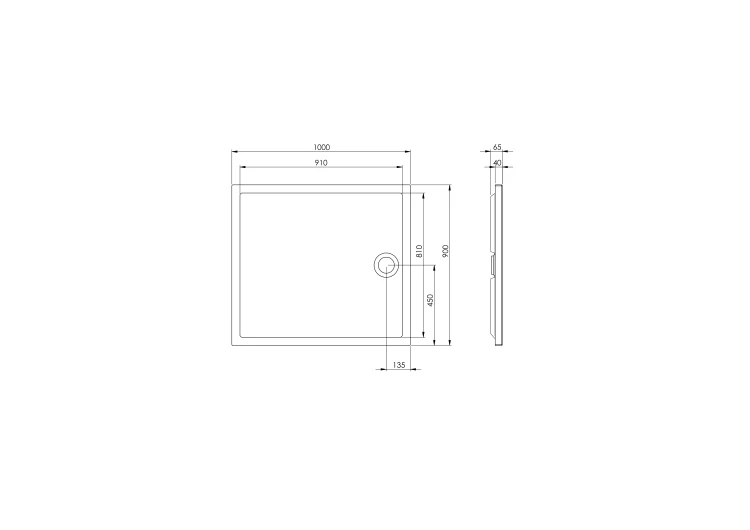 Brodzik prostokątny ROCA GRANADA FLAT 100x90cm, biały A276337000