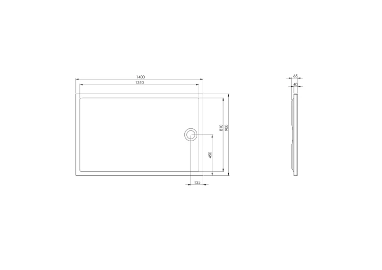 Brodzik prostokątny ROCA GRANADA FLAT 140x90x4cm, biały A27634300