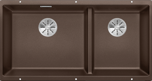Zlewozmywak granitowy BLANCO SUBLINE 480/320-U 85x46 cm, bez korka aut., lewy, kawowy, PuraDur 523593