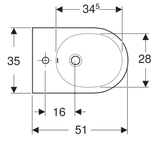 Bidet wiszący GEBERIT ACANTO 51x35cm, biały 500.601.01.2