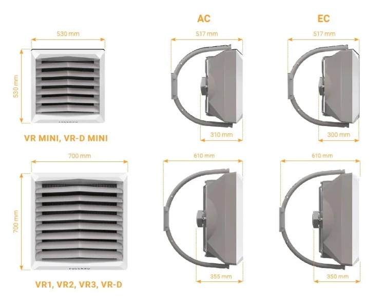 Nagrzewnica wodna VTS VOLCANO VR MINI z konsolą, silnik EC, moc 3-20kW 1-4-0101-0455