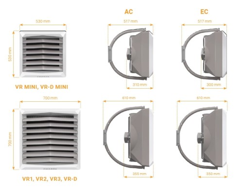 Aparat grzewczo-wentylacyjny VTS EUROHEAT VOLCANO VRmini, nagrzewnica, silnik AC, 3-20kW 1-4-0101-0445 + konsola GRATIS!
