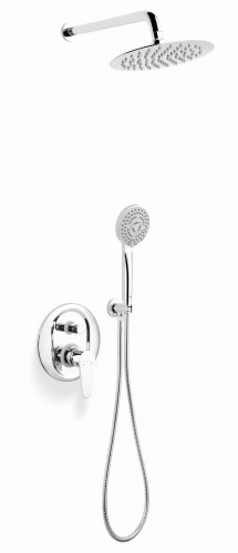 Bateria natryskowa FERRO ALGEO, podtynkowa 2-funkcyjna + Deszczownia + Zestaw wannowy, chrom BAG7P-SET1-S