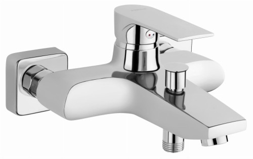 Bateria wannowa FERRO ALGEO SQUARE, ścienna, biały - chrom BAQ1