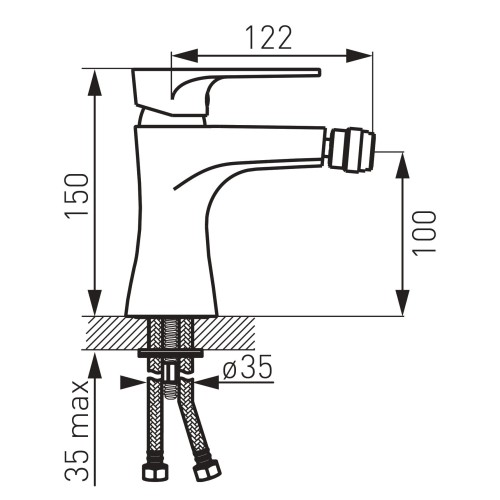 Bateria bidetowa FERRO ALGEO SQUARE, chrom BAQ6