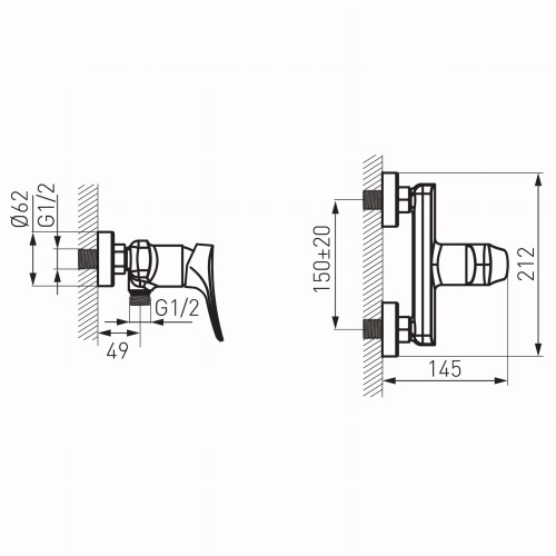 Bateria natryskowa FERRO ESPACIO, ścienna, chrom BES7