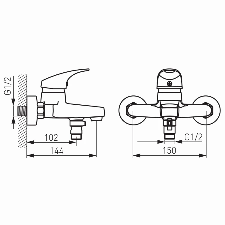 Bateria wannowa FERRO ONE, ścienna, chrom BFO1