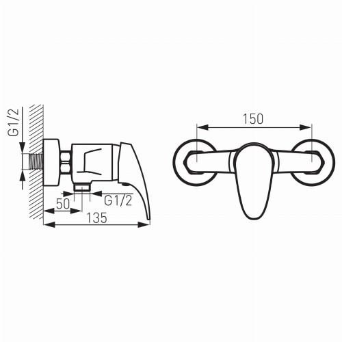 Bateria natryskowa FERRO ONE, ścienna, chrom BFO7
