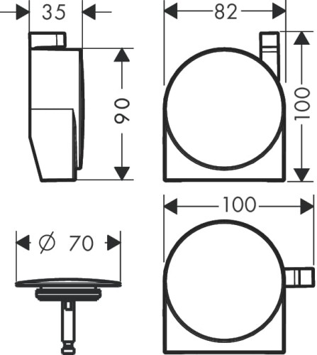 Wyposażenie przelewu wannowego HANSGROHE EXAFILL S chrom 58117000