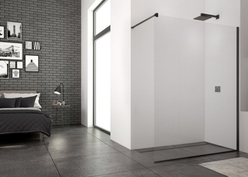 Ścianka prysznicowa SANSWISS WALK-IN EASY STR4P LOFT 07 BLACK 90cm, H=200cm, czarny mat STR4P0900607