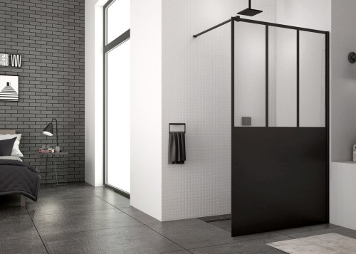 Ścianka prysznicowa SANSWISS WALK-IN EASY STR4P LOFT 69 BLACK 100cm, H=200cm, czarny mat STR4P1000669