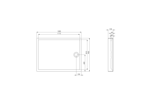 Brodzik prostokatny ROCA GRANADA COMPACT 120x90x13cm, z syfonem i nogami, biały A276342000