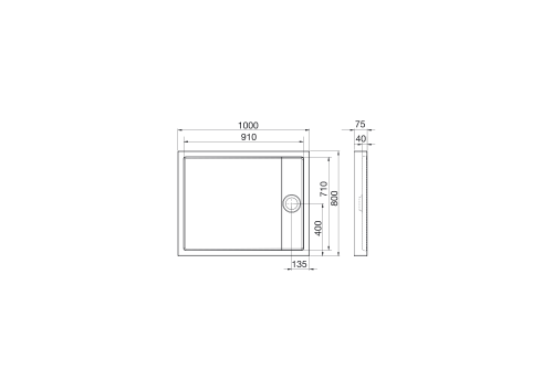 Brodzik prostokatny ROCA GRANADA MEDIO 100x80x7,5cm, biały A27T006000