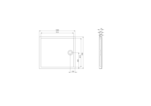 Brodzik prostokatny ROCA GRANADA MEDIO 100x90x7,5cm, biały A276338000