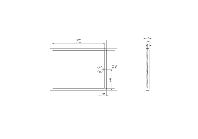 Brodzik prostokatny ROCA GRANADA MEDIO 120x90x7,5cm, biały A276341000