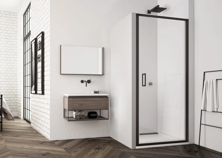 Drzwi prysznicowe SANSWISS TOP-LINE S TLSP BLACK 80cm, H=200cm, czarny mat TLSP0800607