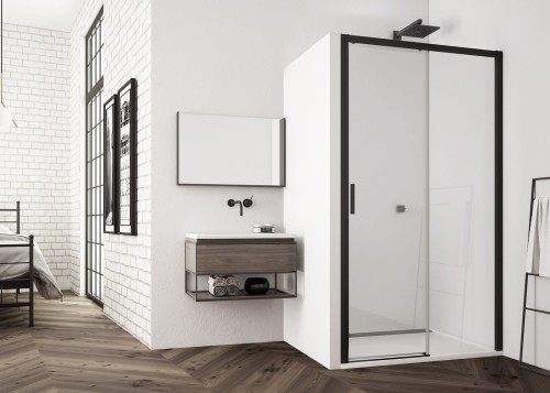Drzwi prysznicowe SANSWISS TOP-LINE S TLS2 BLACK 120cm, rozsuwane, prawe, H=200cm, czarny mat TLS2D1200607