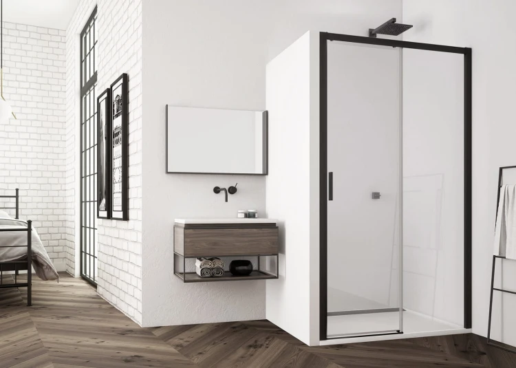 Drzwi prysznicowe SANSWISS TOP-LINE S TLS2 BLACK 120cm, rozsuwane, prawe, H=200cm, czarny mat TLS2D1200607
