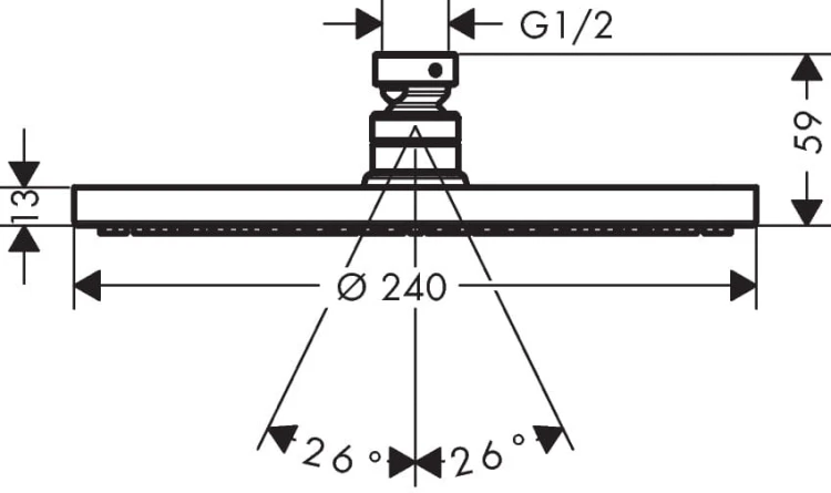 Głowica natryskowa HANSGROHE RAINDANCE S PowderRain 240 1jet, z ramieniem ściennym, chrom 27607000