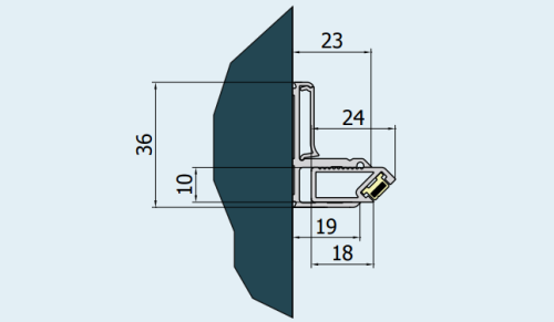 Profil SANSWISS ESCURA ESC, do montażu drzwi we wnęce, srebrny połysk V.ESC.50