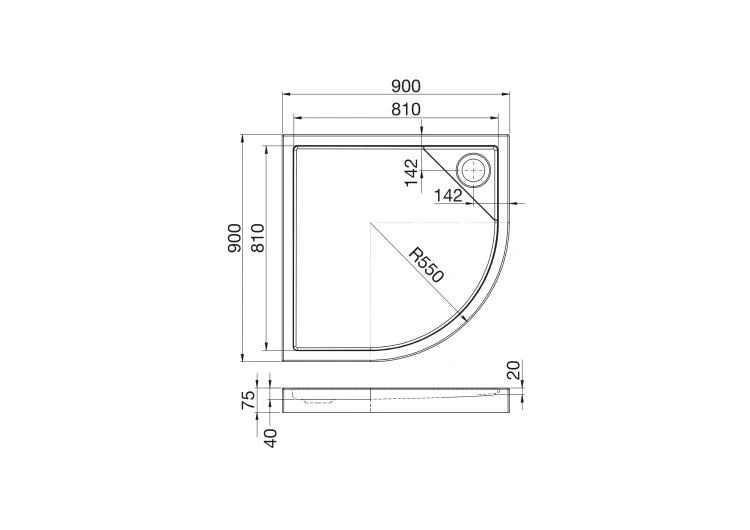 Brodzik półokrągły ROCA MALAGA RONDO MEDIO 90x7,5cm, biały A27T003000