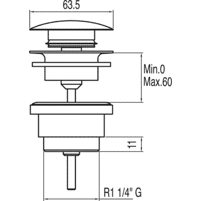 Korek umywalkowy TRES SIMPLE-RAPID click clack chrom 161840