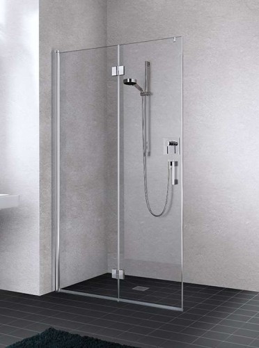 Ścianka prysznicowa WALK-IN KERMI LIGA LI2YL 100cm, z częścią składaną, lewa, srebrny połysk LI2YL10020VPK