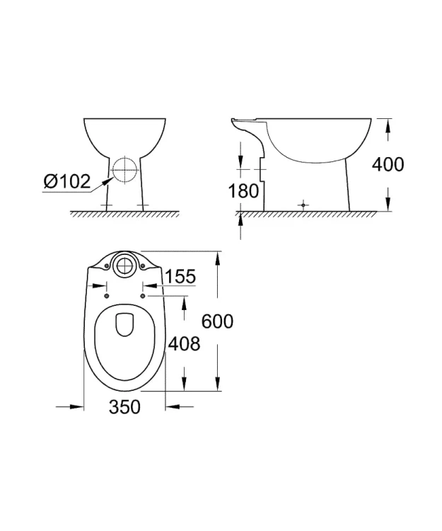 Miska kompaktowa GROHE BAU CERAMIC Uniwersalna, z kołnierzem, biały 39428000