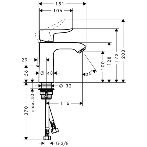Bateria umywalkowa HANSGROHE METRIS E2 100 31121000