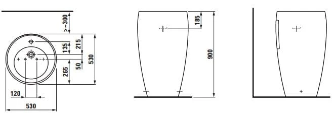 Umywalka LAUFEN ALESSI 53x90 zintegrowany postument ,przelew clou, LCC, biała H8119724001041