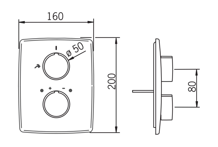 Bateria natryskowa ORAS CUBISTA podtynkowa, element zewnętrzny, chrom 2887