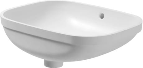Umywalka podblatowa DURAVIT D-CODE 56x44cm, z mocowaniem do drewnianej konsoli, biała 0338560000