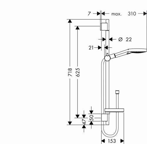 Zestaw prysznicowy HANSGROHE Raindance Select S  120 3jet/Unica’S Puro 0,65 m 26630000