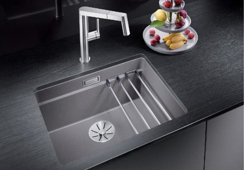Zlewozmywak granitowy BLANCO ETAGON 500-U 53x46 cm, bez korka aut., biały, PuraDur 522231