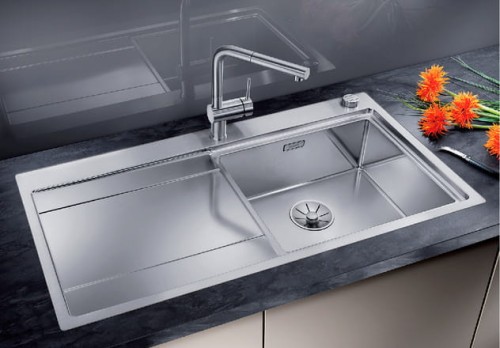 Zlewozmywak stalowy BLANCO DIVON II 5 S-IF 100x51 cm, z korkiem aut., prawy, stal polerowana 521660