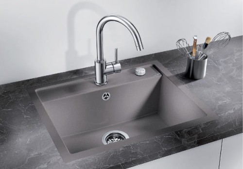 Zlewozmywak granitowy BLANCO DALAGO 6-F 60x50 cm, z korkiem aut., biały, PuraDur 514771