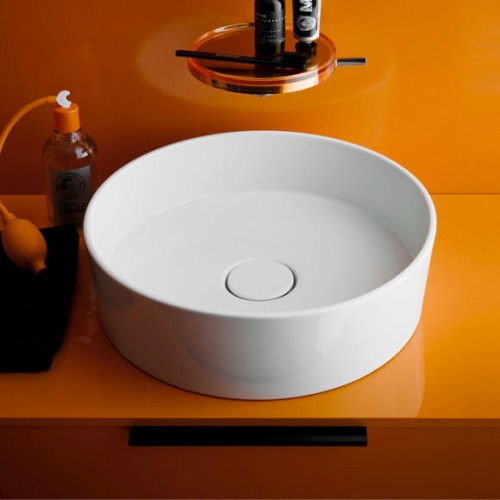 Umywalka nablatowa KARTELL BY LAUFEN okrągła fi 42cm, SaphirKeramik, biała H8123310001121