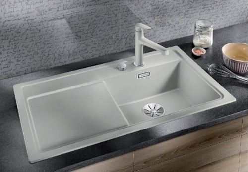 Zlewozmywak granitowy BLANCO ZENAR 5 S 91x51 cm, z korkiem aut., prawy, tartufo, PuraDur 523941