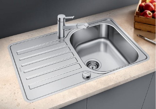 Zlewozmywak stalowy BLANCO LANTOS 45 S-IF COMPACT 76x48 cm, z korkiem aut., stal szczotkowana 519059