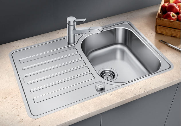 Zlewozmywak stalowy BLANCO LANTOS 45 S-IF COMPACT 76x48 cm, z korkiem aut., stal szczotkowana 519059
