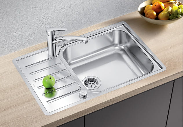 Zlewozmywak stalowy BLANCO LANTOS XL 6 S-IF COMPACT 78x50 cm, z korkiem aut., stal szczotkowana 523140