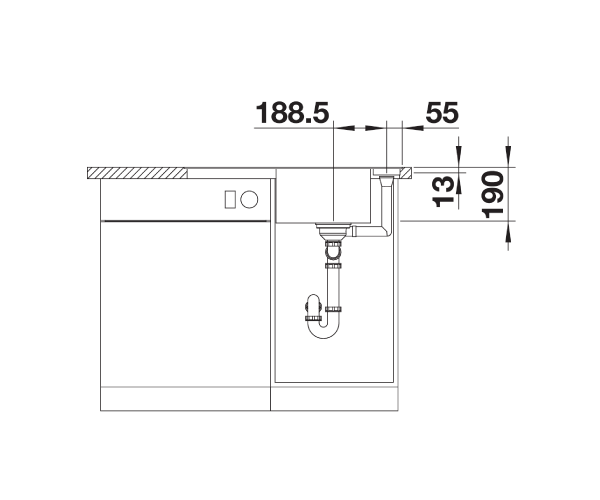 Zlewozmywak granitowy BLANCO AXIA III 45 S-F 77x50 cm, z korkiem aut., antracyt, PuraDur 523199