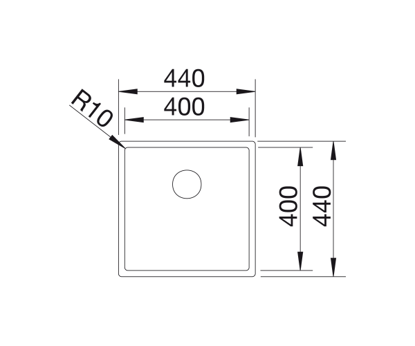 Zlewozmywak stalowy BLANCO CLARON 400-U 44x44 cm, bez korka aut., stal polerowana 521573