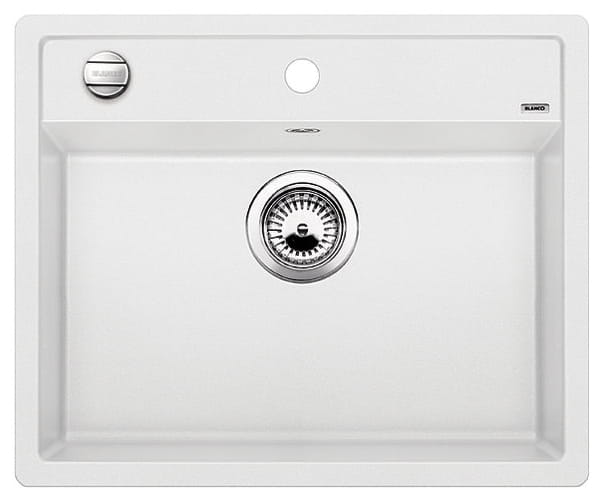 Zlewozmywak granitowy BLANCO DALAGO 6-F 60x50 cm, z korkiem aut., biały, PuraDur 514771