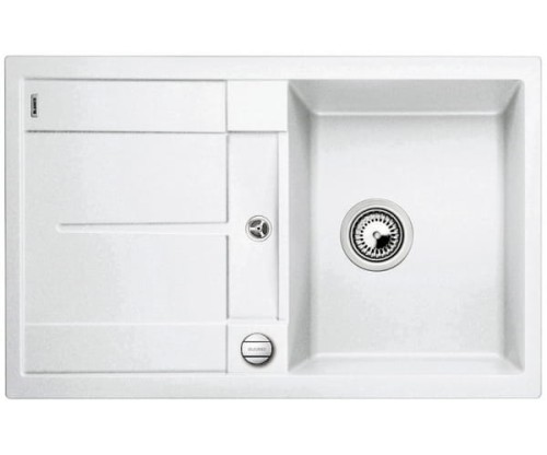 Zlewozmywak granitowy BLANCO METRA 45 S 78x50 cm, z korkiem aut., biały, PuraDur 513028