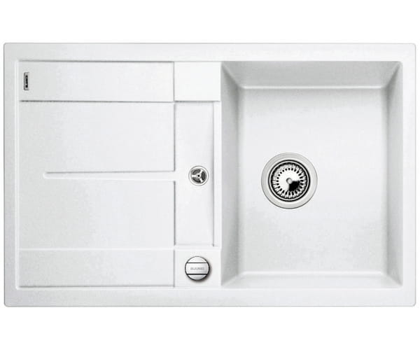 Zlewozmywak granitowy BLANCO METRA 45 S 78x50 cm, z korkiem aut., biały, PuraDur 513028