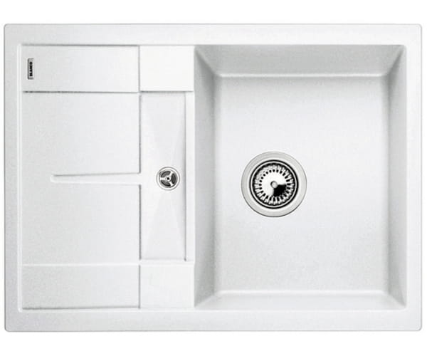 Zlewozmywak granitowy BLANCO METRA 45 S COMPACT 68x50 cm, bez korka aut., biały, PuraDur 519565