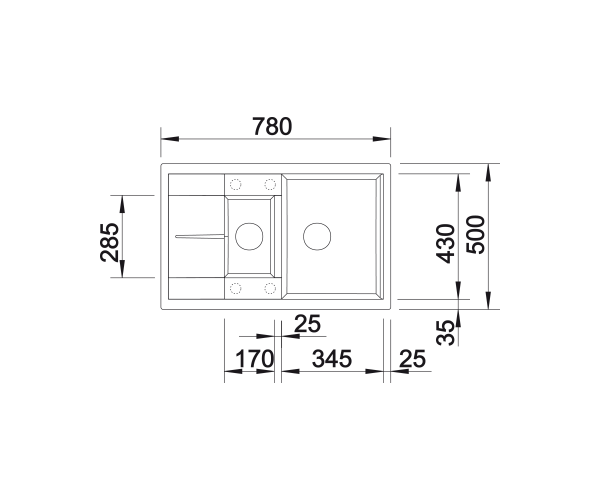 Zlewozmywak granitowy BLANCO METRA 6 S COMPACT 78x50 cm, z korkiem aut., antracyt, PuraDur 513473