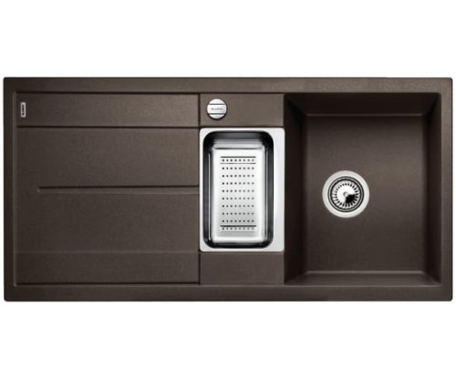 Zlewozmywak granitowy BLANCO METRA 6 S 100x50 cm, z korkiem aut., kawowy, PuraDur 515045