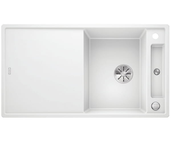 Zlewozmywak granitowy BLANCO AXIA III 5 S 91x51 cm, z korkiem aut., biały, PuraDur 523219